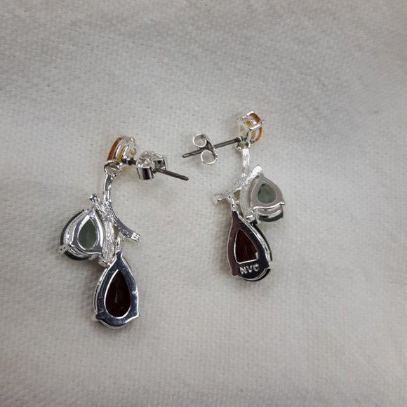 NVC Designer Signed Earrings Nataliya V Collister Elegant Silver Tone Pierced - Picture 4 of 5